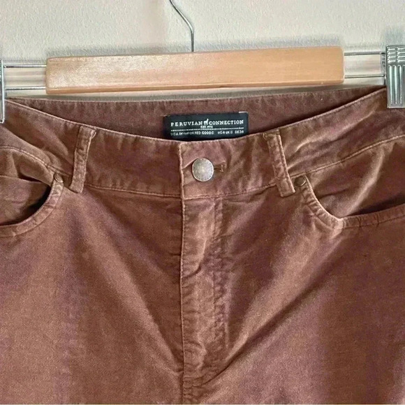 Peruvian Connection Stretchy Velveteen Boot Cut Pants Pecan Brown Women’s Size 4 - Picture 4 of 14